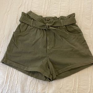 A&F high waisted paper bag shorts